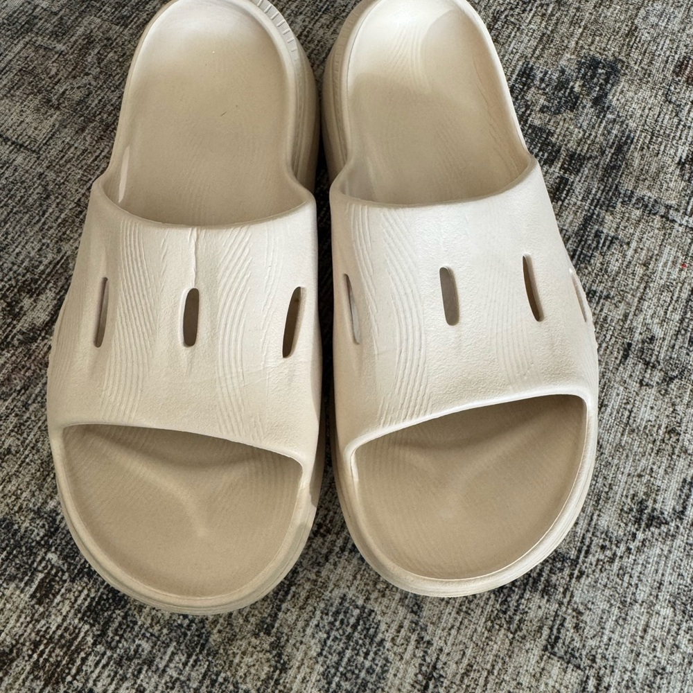 Beige Hoka Slide Sandals